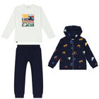 Boys Navy Blue & White 3-Piece Tracksuit, 1, hi-res